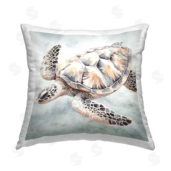 stupell industries Nicole DeCamp | Detailed Turtle on Grey Printed Throw Pillow