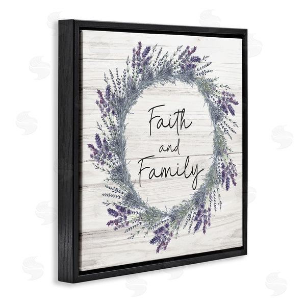 Stupell Industries Nicole DeCamp | Faith And Family Sign Blue Hyacinth Florals Wild Thistle Wall Art