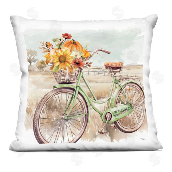 stupell industries Nicole DeCamp | Fall Florals Bicycle Printed Throw Pillow
