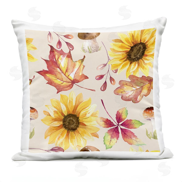 Stupell Industries Nicole DeCamp | Fall Mushroom Sunflowers Pattern Printed Throw Pillow