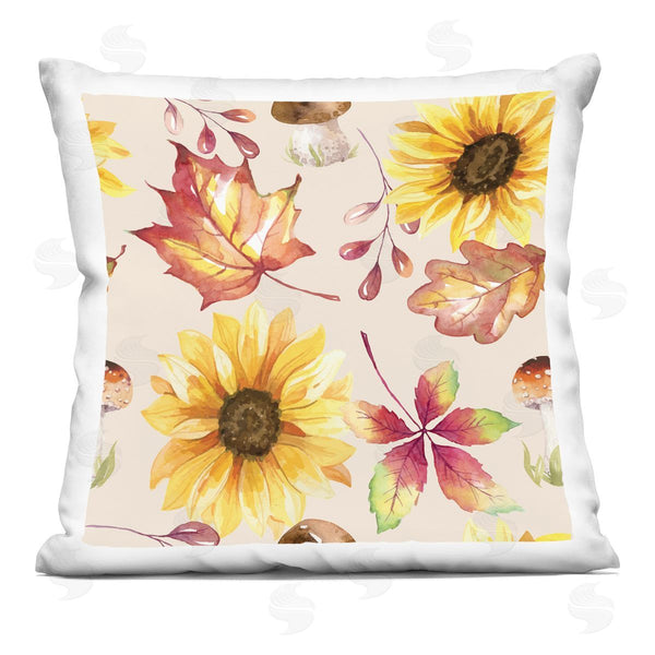 stupell industries Nicole DeCamp | Fall Mushroom Sunflowers Pattern Printed Throw Pillow