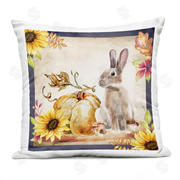 Stupell Industries Nicole DeCamp | Fall Rabbit Botanical Pumpkin Printed Throw Pillow