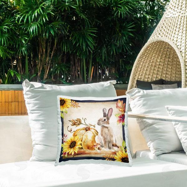 Stupell Industries Nicole DeCamp | Fall Rabbit Botanical Pumpkin Printed Throw Pillow