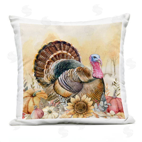 Stupell Industries Nicole DeCamp | Fall Turkey Floral Harvest Pumpkins Printed Throw Pillow