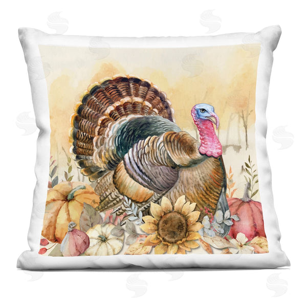 stupell industries Nicole DeCamp | Fall Turkey Floral Harvest Pumpkins Printed Throw Pillow