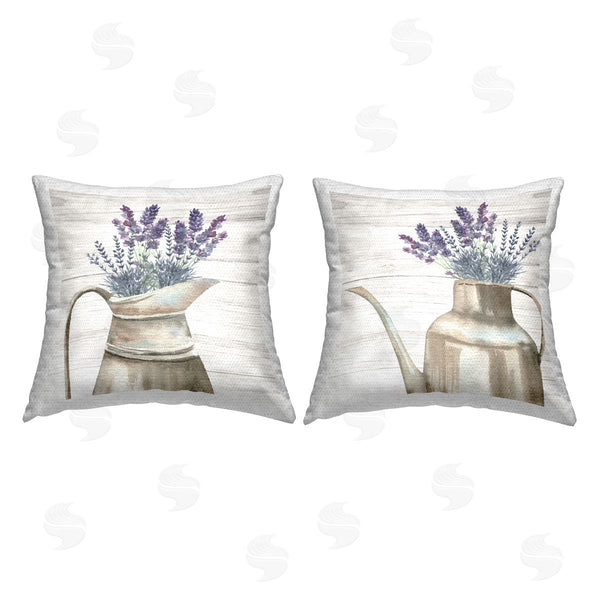 Stupell Industries Nicole DeCamp | Farmhouse Lavender Bunches Printed Throw Pillow Set