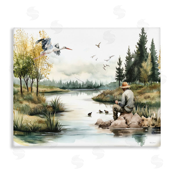 stupell industries Nicole DeCamp | Fishing by River Landscape