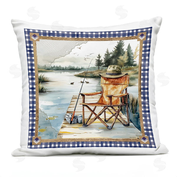 Stupell Industries Nicole DeCamp | Fishing Chair On Dock Printed Throw Pillow