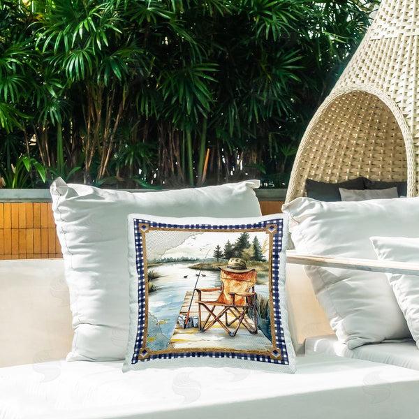 Stupell Industries Nicole DeCamp | Fishing Chair On Dock Printed Throw Pillow