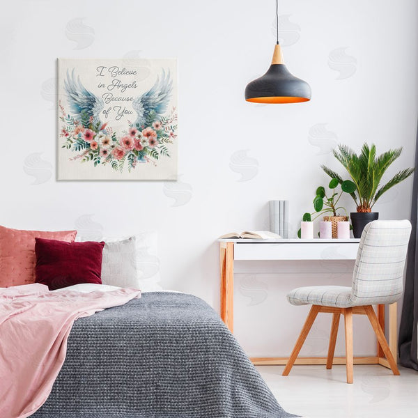 Stupell Industries Nicole DeCamp | Floral Believe In Angels Wall Art