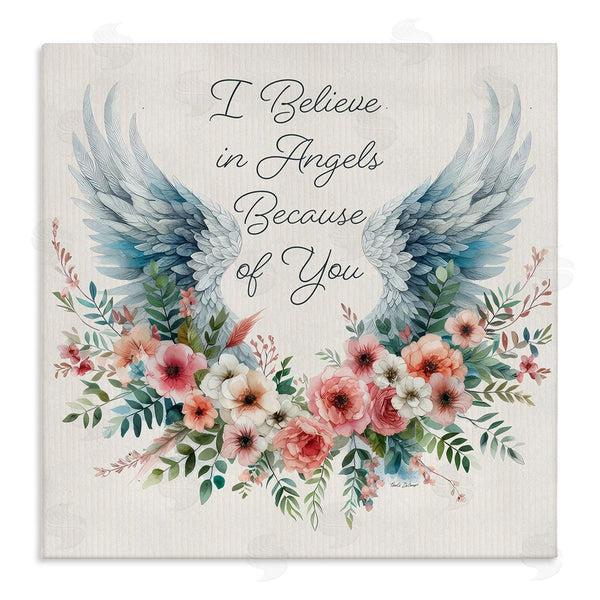 stupell industries Nicole DeCamp | Floral Believe In Angels Wall Art
