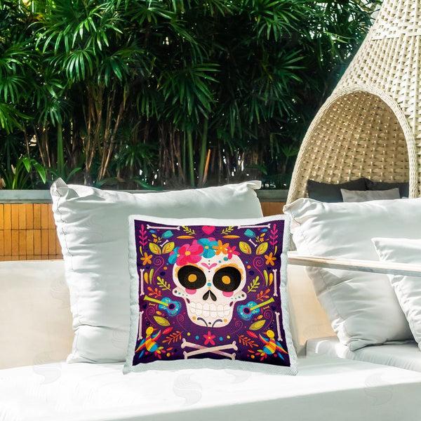Stupell Industries Nicole DeCamp | Floral Day Of Dead Botanicals Printed Throw Pillow