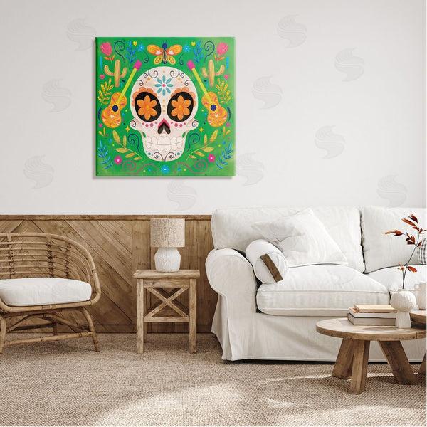 Stupell Industries Nicole DeCamp | Floral Day Of Dead Guitar Skull Wall Art