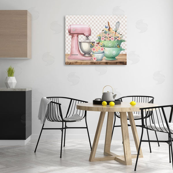 Stupell Industries Nicole DeCamp | Floral Gingham Kitchen Wall Art