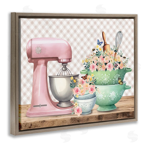 Stupell Industries Nicole DeCamp | Floral Gingham Kitchen Wall Art