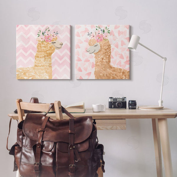 Stupell Industries Nicole DeCamp | Flower Power Smiling Alpacas Wall Art