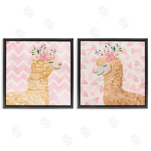 Stupell Industries Nicole DeCamp | Flower Power Smiling Alpacas Wall Art