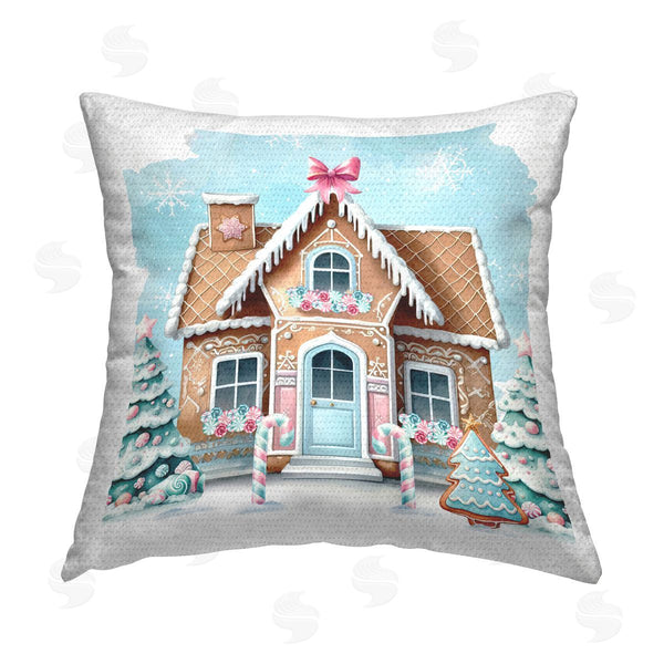 Stupell Industries Nicole DeCamp | Gingerbread House Scene Printed Throw Pillow