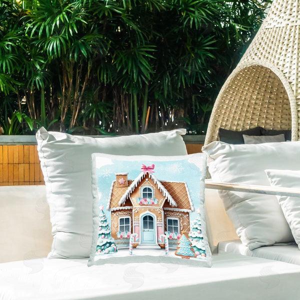 Stupell Industries Nicole DeCamp | Gingerbread House Scene Printed Throw Pillow