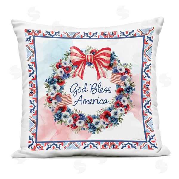 Stupell Industries Nicole DeCamp | God Bless America Wreath Printed Throw Pillow