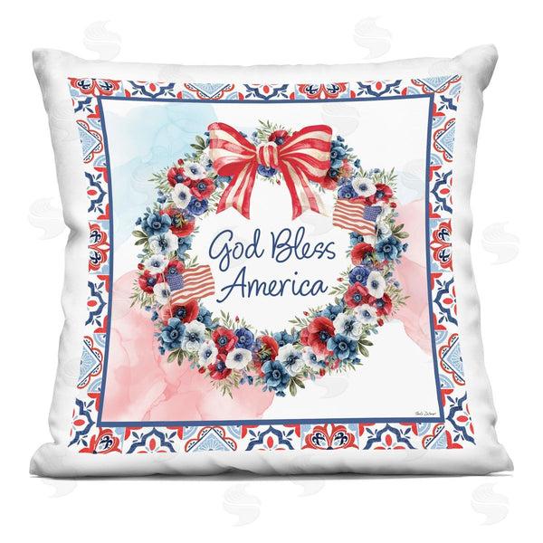 stupell industries Nicole DeCamp | God Bless America Wreath Printed Throw Pillow