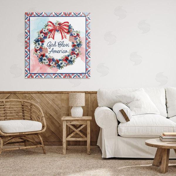 Stupell Industries Nicole DeCamp | God Bless America Wreath Wall Art