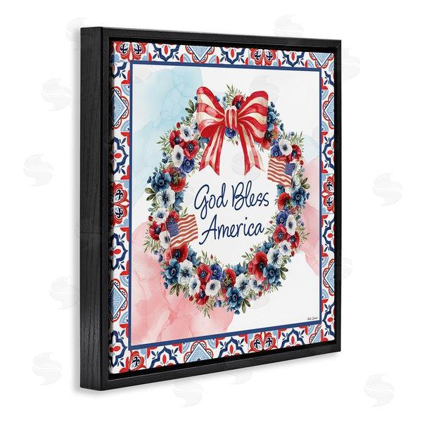 Stupell Industries Nicole DeCamp | God Bless America Wreath Wall Art
