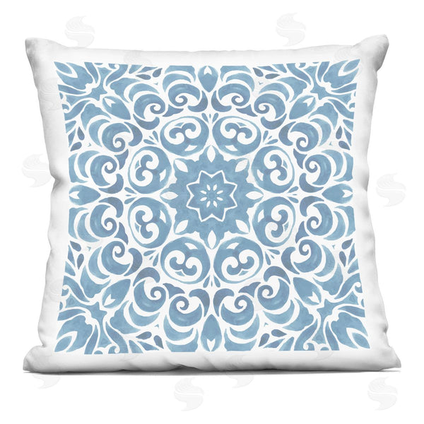 stupell industries Nicole DeCamp | Intricate Abstract Pattern Blue Floral Spiral Printed Throw Pillow
