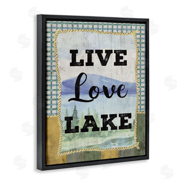 Stupell Industries Nicole DeCamp | Live Love Lake Sentiments Charming Lake Mountain Range Wall Art