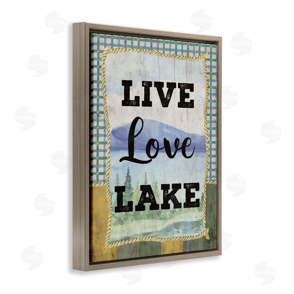 Stupell Industries Nicole DeCamp | Live Love Lake Sentiments Charming Lake Mountain Range Wall Art