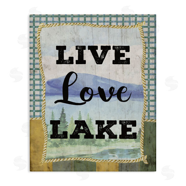 stupell industries Nicole DeCamp | Live Love Lake Sentiments Charming Lake Mountain Range Wall Art