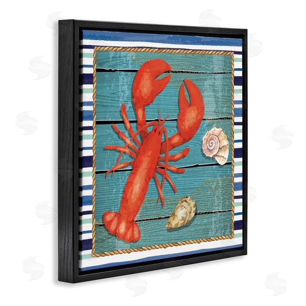 Stupell Industries Nicole DeCamp | Lobster & Shells Coastal Stripes Wall Art
