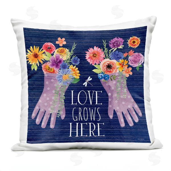 Stupell Industries Nicole DeCamp | Love Grows Here Gardening Gloves Printed Throw Pillow