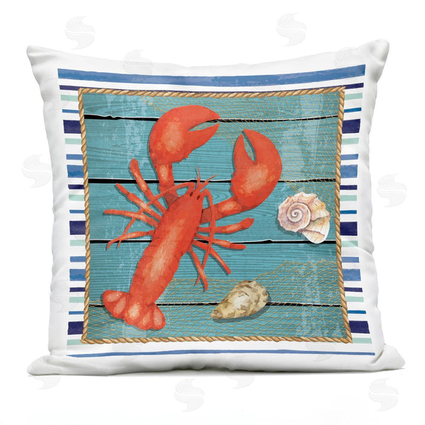 Stupell Industries Nicole DeCamp | Marine Lobster Nautical Rope Border Printed Throw Pillow
