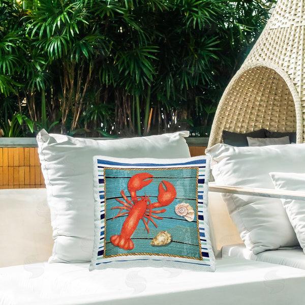 Stupell Industries Nicole DeCamp | Marine Lobster Nautical Rope Border Printed Throw Pillow
