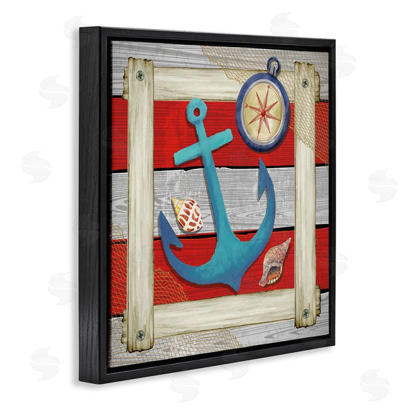 Stupell Industries Nicole DeCamp | Maritime Anchor Compass Stripes Wall Art