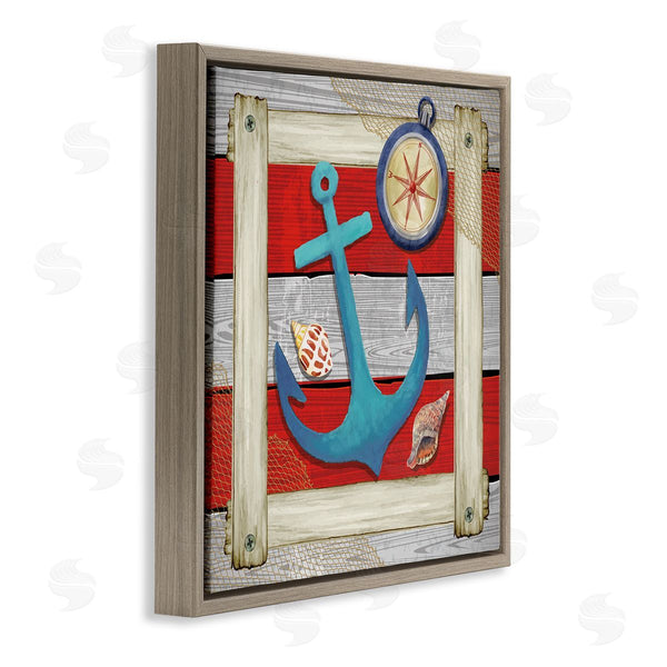 Stupell Industries Nicole DeCamp | Maritime Anchor Compass Stripes Wall Art