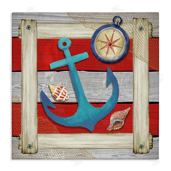 stupell industries Nicole DeCamp | Maritime Anchor Compass Stripes Wall Art