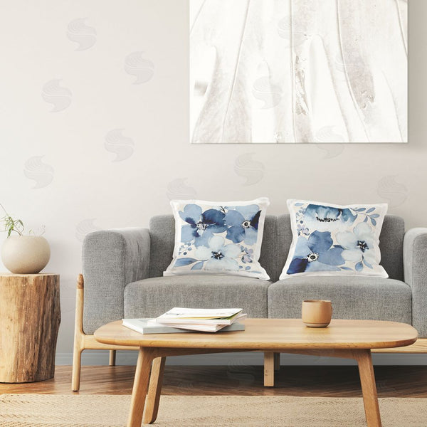 Stupell Industries Nicole DeCamp | Modern Blue Blossom Petals Printed Throw Pillow Set