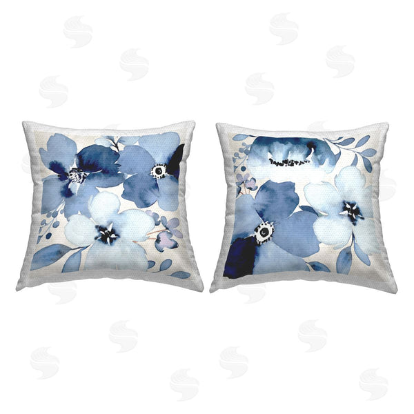 Stupell Industries Nicole DeCamp | Modern Blue Blossom Petals Printed Throw Pillow Set