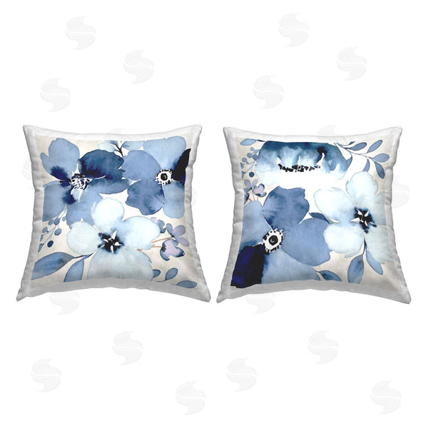 stupell industries Nicole DeCamp | Modern Blue Blossom Petals Printed Throw Pillow Set