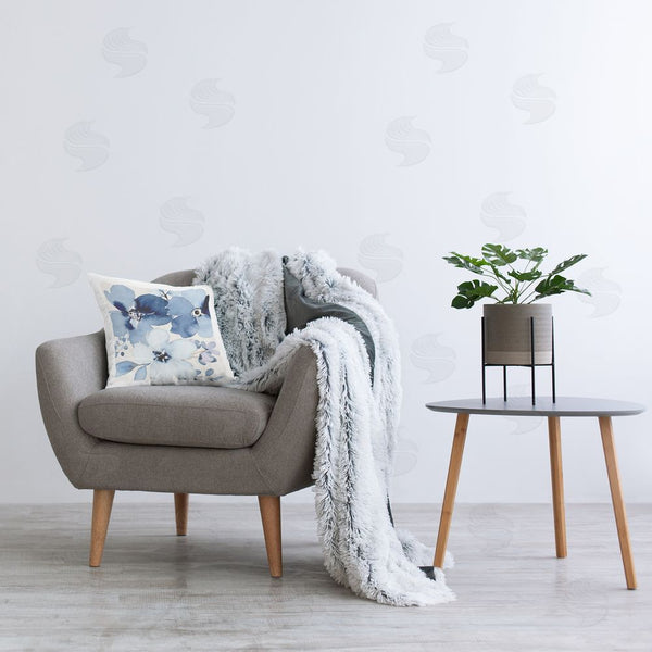 Stupell Industries Nicole DeCamp | Modern Blue Flower Blossoms Printed Throw Pillow