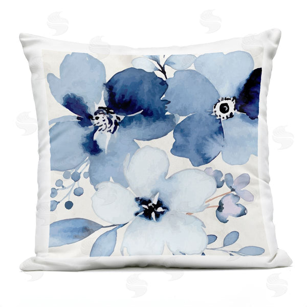 Stupell Industries Nicole DeCamp | Modern Blue Flower Blossoms Printed Throw Pillow
