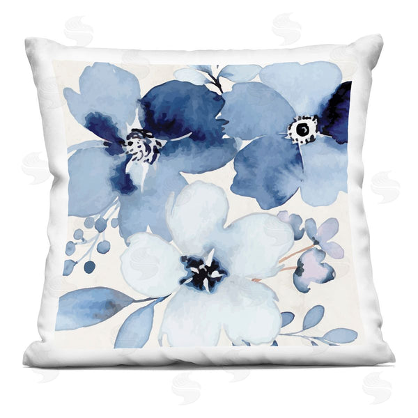 stupell industries Nicole DeCamp | Modern Blue Flower Blossoms Printed Throw Pillow