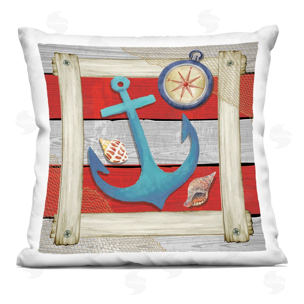 stupell industries Nicole DeCamp | Nautical Anchor Boating Compass Printed Throw Pillow