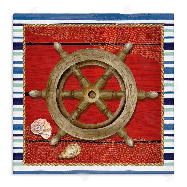 stupell industries Nicole DeCamp | Nautical Boat Helm Striped Maritime Wall Art