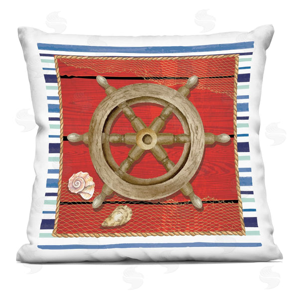 stupell industries Nicole DeCamp | Nautical Helm Marine Life Boat Printed Throw Pillow