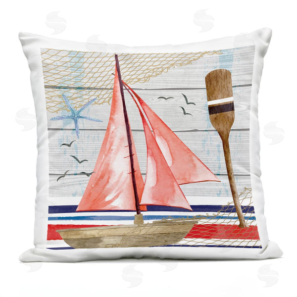 Stupell Industries Nicole DeCamp | Nautical Sailboat Oars Pattern Printed Throw Pillow
