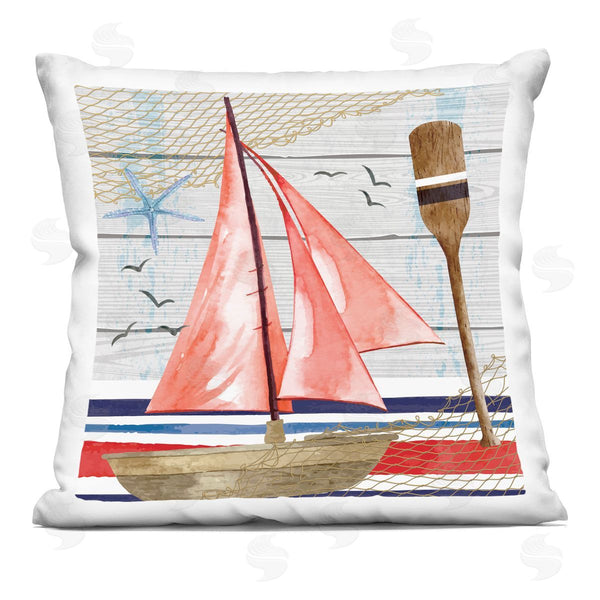 stupell industries Nicole DeCamp | Nautical Sailboat Oars Pattern Printed Throw Pillow