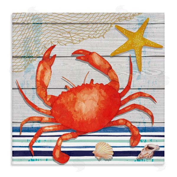 stupell industries Nicole DeCamp | Nautical Striped Red Crab Sea Life Wall Art